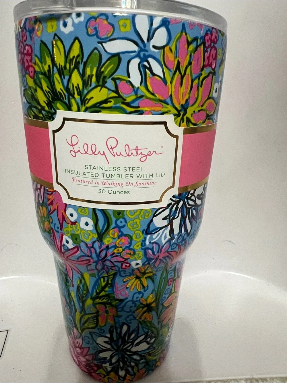 Lilly Pulitzer Blue Floral Stainless Steel Insulated Tumbler